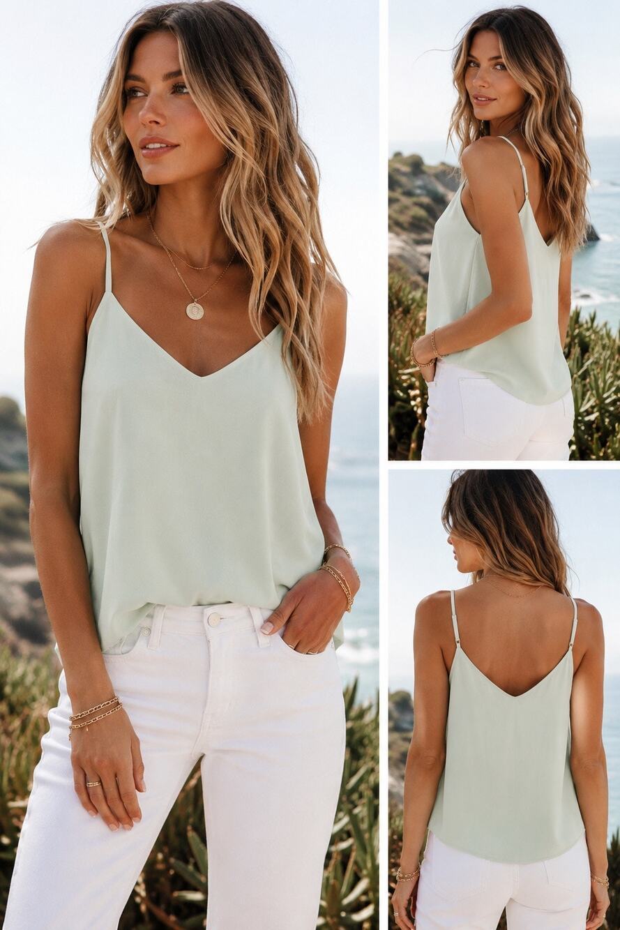 J.Crew Light Mint Green Cami Coastal Capsule Wardrobe Minimalist Tank Size 4